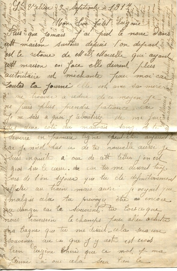 406 - 9 Septembre 1917 - Lettre d'Hortense Faurite adressÃ©e Ã  son fiancÃ©e EugÃ¨ne Felenc - Page 1.jpg