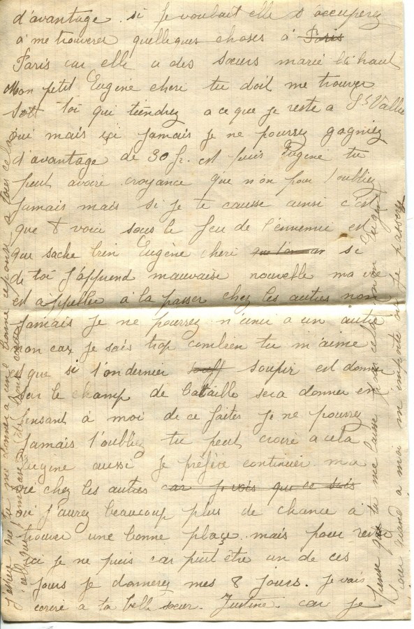 408 - 9 Septembre 1917 - Lettre d'Hortense Faurite adressÃ©e Ã  son fiancÃ©e EugÃ¨ne Felenc - Page 4.jpg
