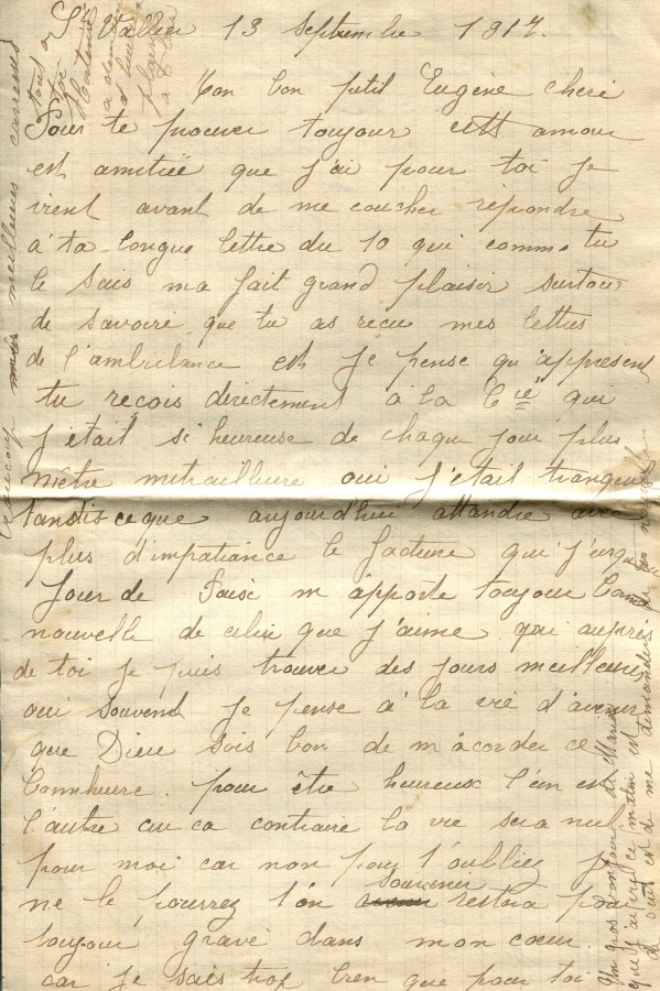 415 - 13 Septembre 1917 - Lettre d'Hortense Faurite adressÃ©e Ã  son fiancÃ©e EugÃ¨ne Felenc - Page 1.jpg