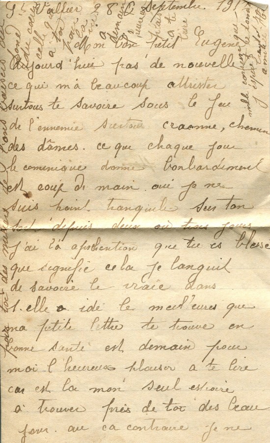 422 - 28 Septembre 1917 - Lettre d'Hortense Faurite Ã  son fiancÃ©e EugÃ¨ne Felenc - Page 1.jpg