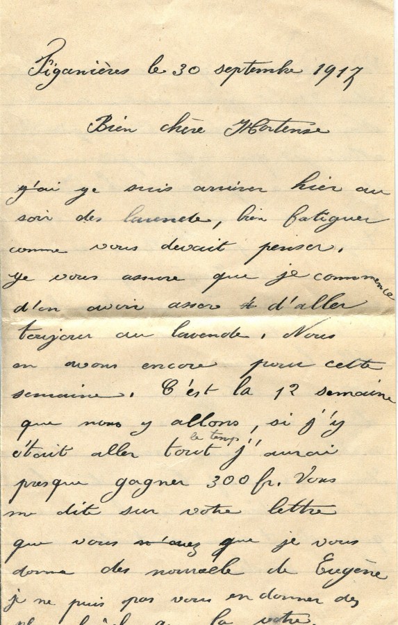 425 - 30 Septembre 1917 - Lettre de Marie-Louise Felenc adressÃ©e Ã  Hortense Faurite - Page 1.jpg