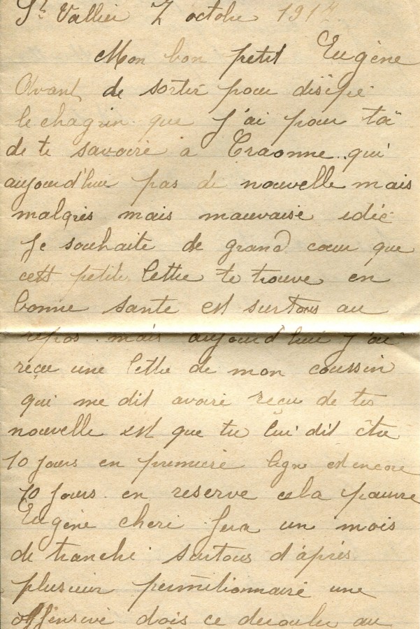 441 - 7 Octobre 1917 - Lettre d'Hortense Faurite adressÃ©e Ã  son fiancÃ© EugÃ¨ne Felenc - Page 1.jpg
