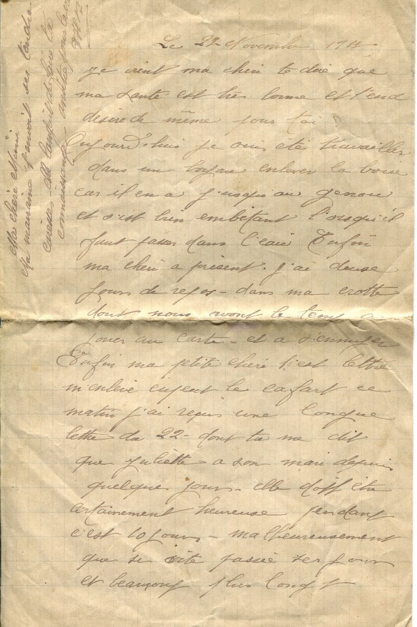 474 - 27 Novembre 1917 - Lettre d'EugÃ¨ne Felenc adressÃ©e Ã  sa fiancÃ©e Hortense Faurite - Page 1.jpg