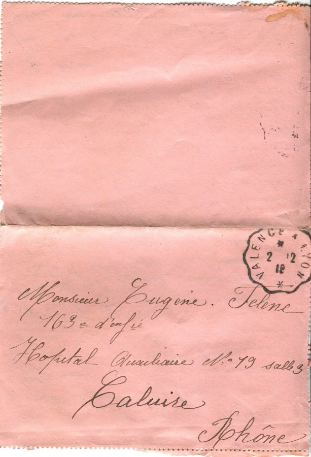 485 - Lettre de Hortense Faurite adressÃ©e Ã  EugÃ¨ne Felenc datÃ©e du 2 dÃ©cembre 1918-Page 1.jpg