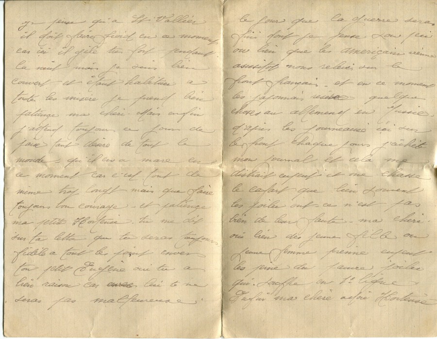 495 - 15 DÃ©cembre 1917 - Lettre de EugÃ¨ne Felenc adressÃ©e Ã  sa fiancÃ©e Hortense Faurite - Page 2 & 3.jpg
