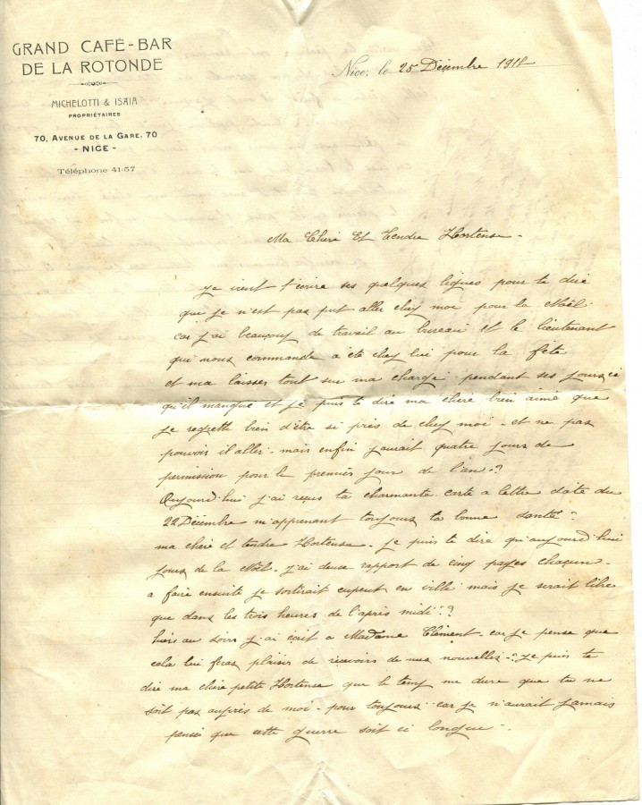 500 - 25 DÃ©cembre 1917 - Lettre de EugÃ¨ne Felenc adressÃ©e Ã  sa fiancÃ©e Hortense Faurite - Page 1.jpg