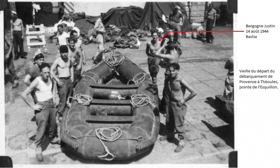 Photographie de Justin Bergogne le 14 aot 1944  Bastia, veille du dbarquement de Provence