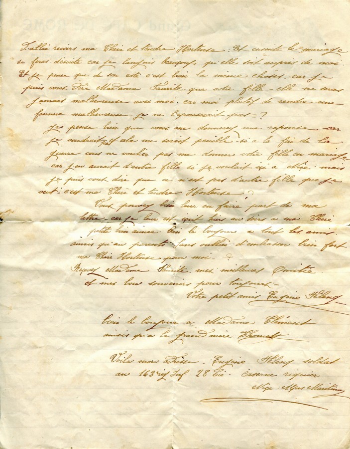 67 - Lettre d'Eugène Felenc adressée à a fiancée Hortense Faurite datée du 12 octobre 1915- Page 2.jpg