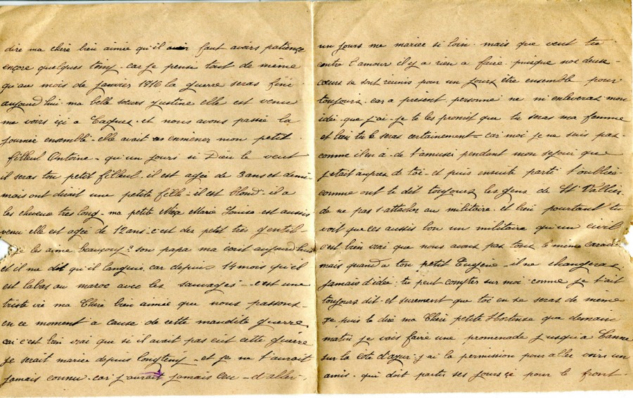 91 - Lettre d'Eugène Felenc adressée à sa fiancée Hortense Faurite datée du 18 novembre 1915 - Pages 2 & 3.jpg