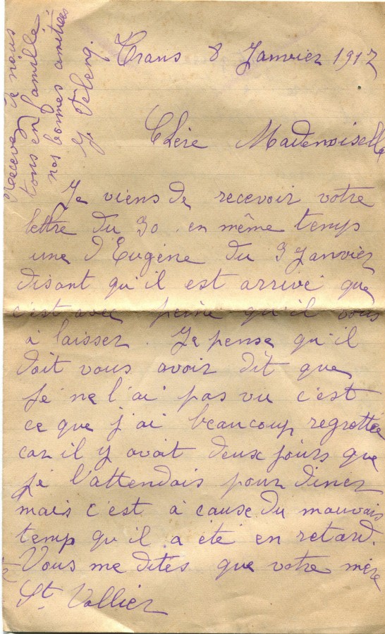 5 - Lettre de Justine Felenq adressée à Hortense Fautire datée du 8 Janvier 1917 page 1.jpg