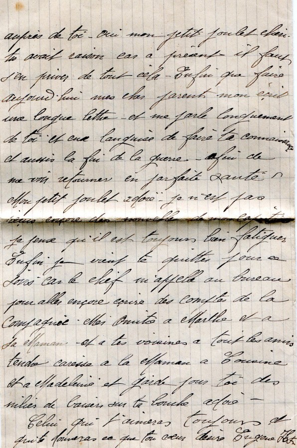 26 - Lettre de Eugène Felenc adressée à sa fiancée Hortense Faurite datée du 19 Janvier 1917 - Page 4.jpg