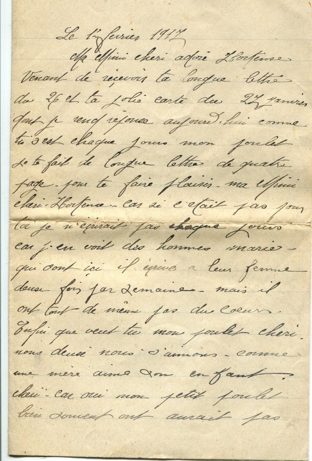 73 - 1er février 1917-Lettre de Eugène Felenc adressée à Hortense Faurite-page 1.jpg