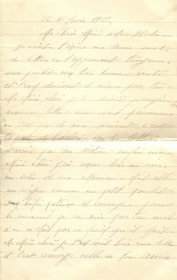 88 - 6 février 1917-Lettre de Eugène Felenc adressée à Hortense Faurite-page 1.jpg