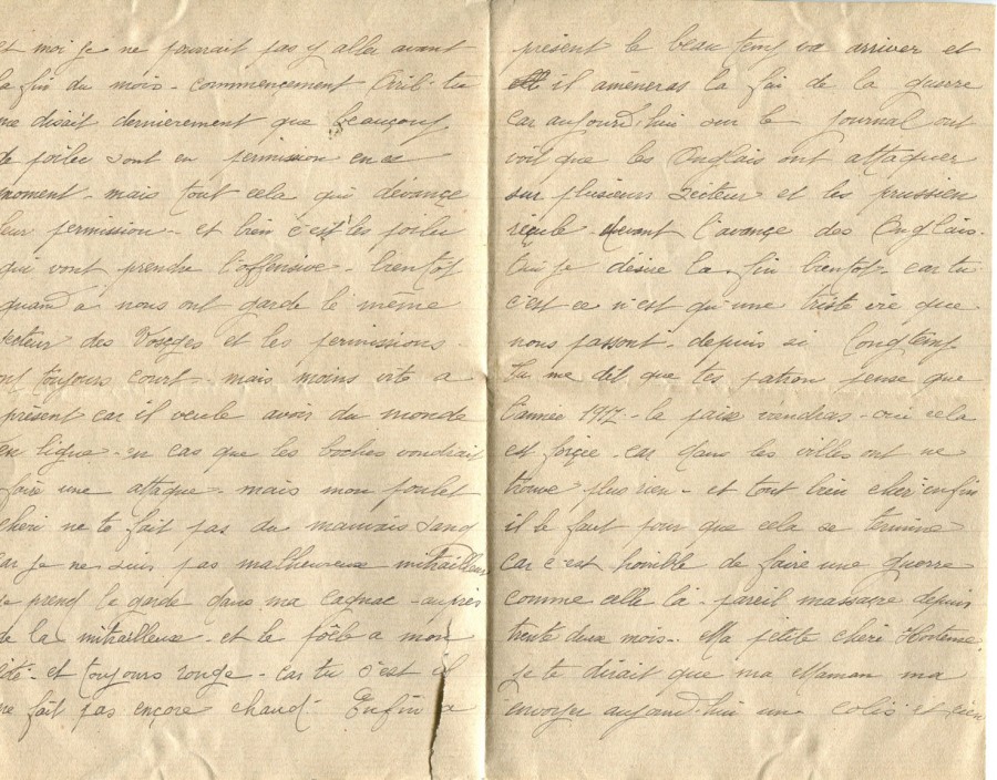 152 - 1er Mars 1917 - Lettre d'Eugène Felenc adressée à sa fiancée Hortense Faurite - Page 2 & 3.jpg