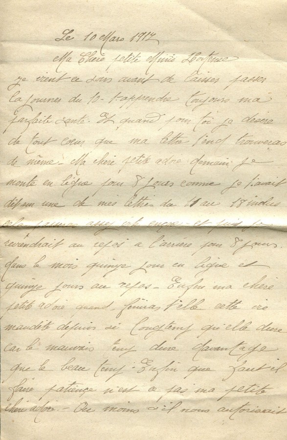 174 - 10 Mars 1917 - Lettre d'Eugène Felenc adressée à sa fiancée Hortense Faurite - Page 1.jpg