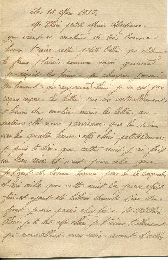 177 - 15 Mars 1917 - Lettre d'Eugène Felenc adressée à sa fiancée Hortense Faurite - Page 1.jpg