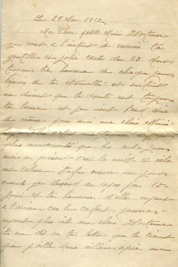 206 - 29 Mars 1917 - Lettre d'Eugène Felenc adressée à sa fiancée Hortense Faurite - Page 1.jpg