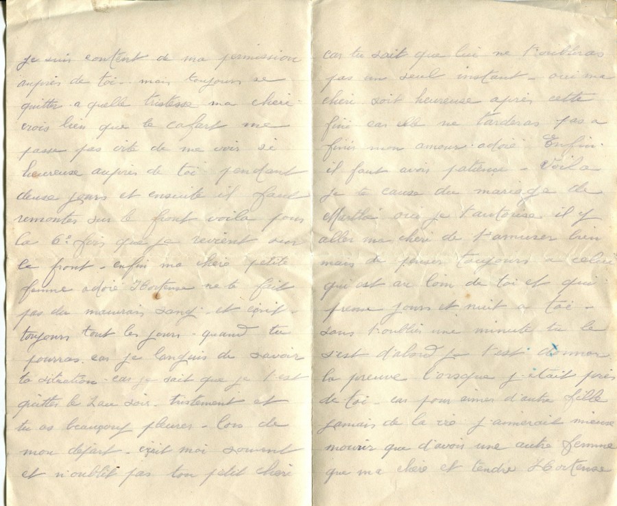 274 - 9 Mai 1917 - Lettre d'Eugène Felenc adressée à sa fiancée Hortense Faurite - Page 2 & 3.jpg