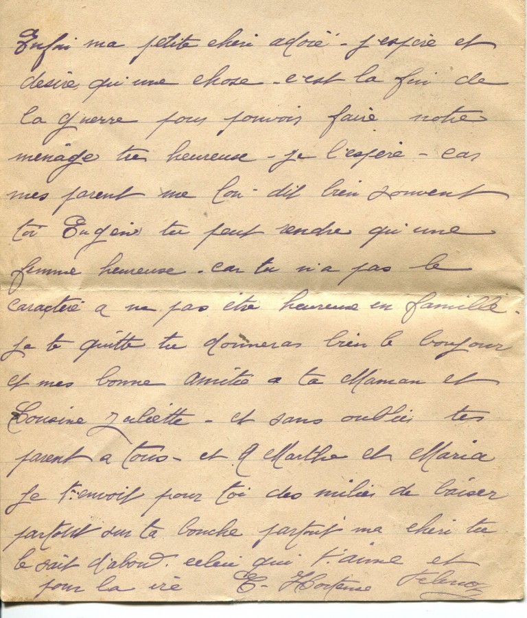 304 - 22 Mai 1917 - Lettre d'Eugène Felenc adressée à sa fiancée Hortense Faurite  - Page 4.jpg