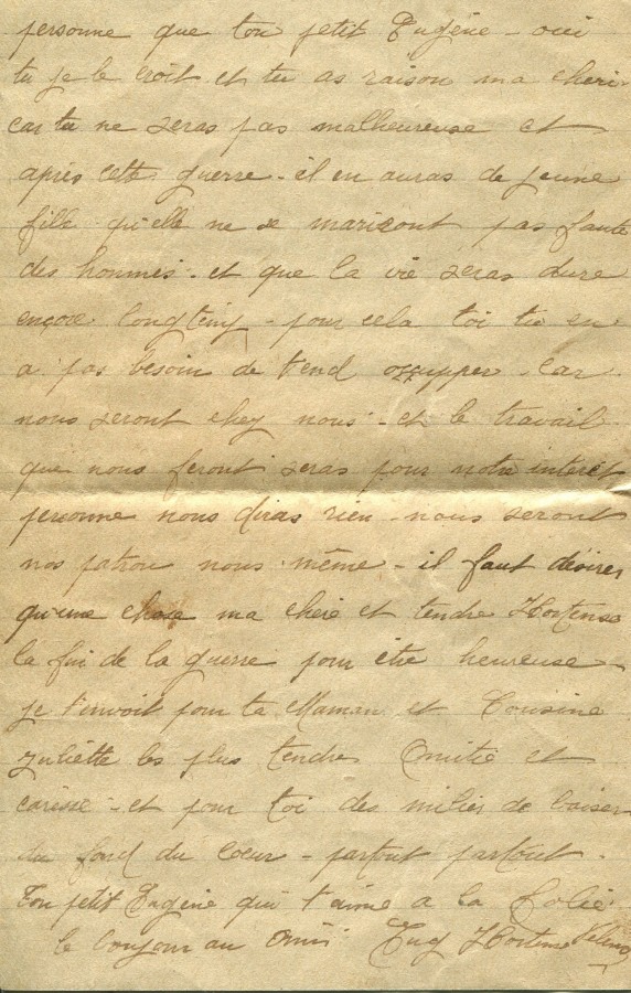 328 - Lettre d'Eugène Felenc adressée à sa fiancée Hortense Faurite (non datée) - Page 3.jpg