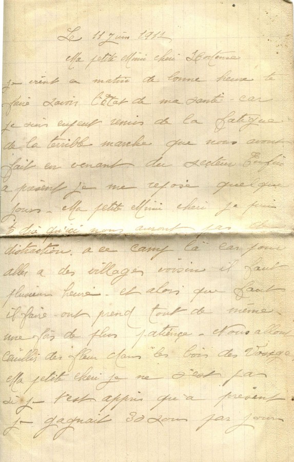 343 - 11 Juin 1917 - Lettre d'Eugène Felenc adressée à sa fiancée Hortense Fautire - Page 1.jpg