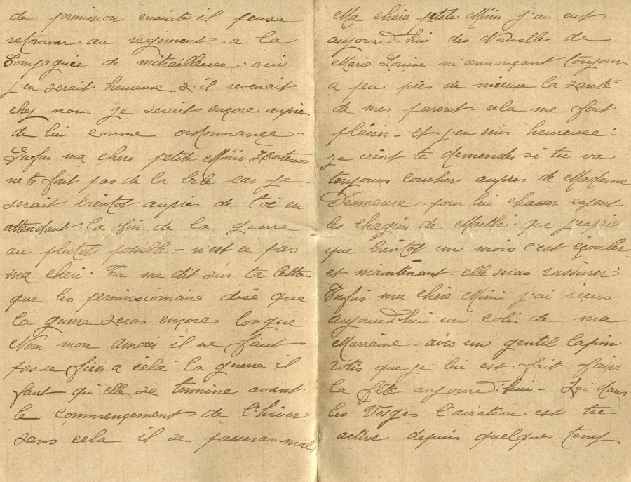 367 - 26 Juin 1917 - Lettre d'Eugène Felenc adressée à sa fiancée Hortense Fautire - Page 2 & 3.jpg