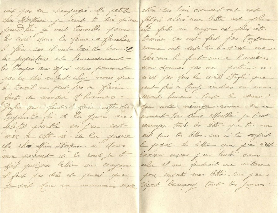 370 - 28 Juin 1917 - Lettre d'Eugène Felenc adressée à sa fiancée Hortense Fautire - Page 2 & 3.jpg