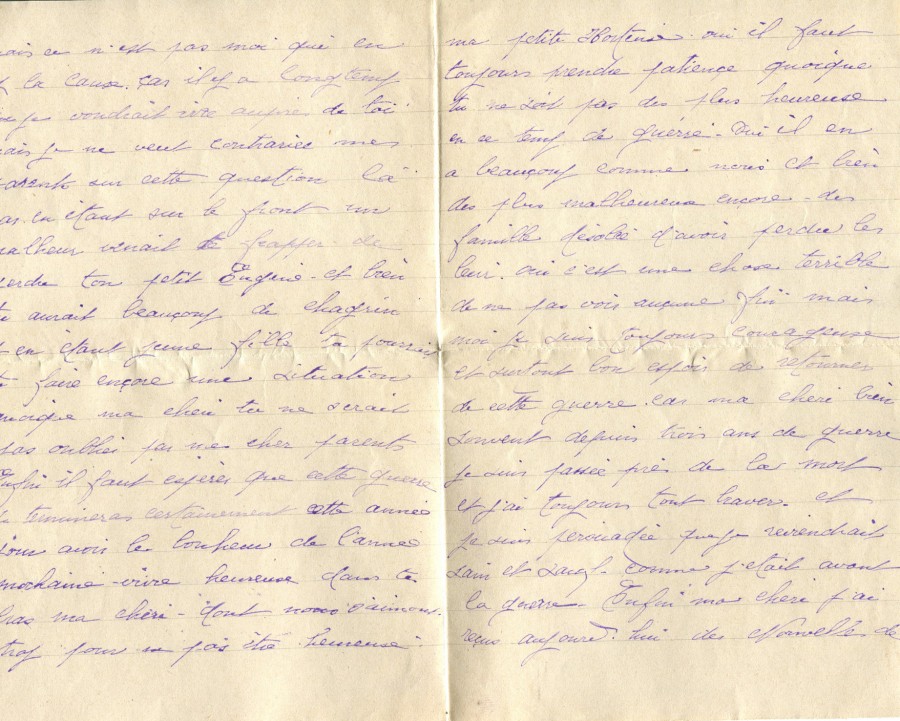 330 - Lettre d'Eugène Felenc adressée à sa fiancée Hortense Fautire datée du 8 Juillet 1917 - Page 2 & 3.jpg