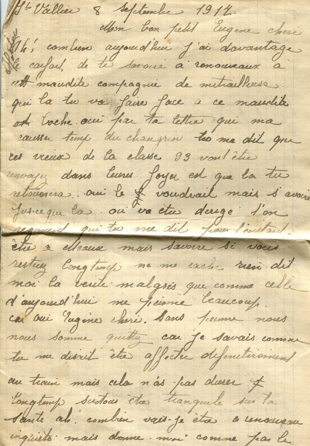 401 - 8 Septembre 1917 - Lettre d'Hortense Faurite à son fiancée Eugène Felenc - Page 1.jpg