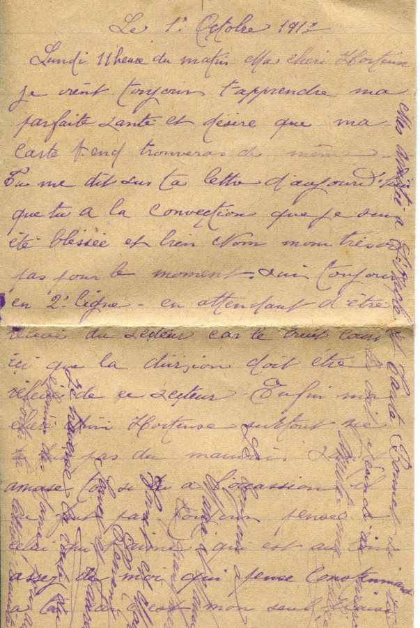 432 - 1er Octobre - Lettre d'Eugène Felenc adressée à sa fiancée Hortense Faurite - Page 1.jpg