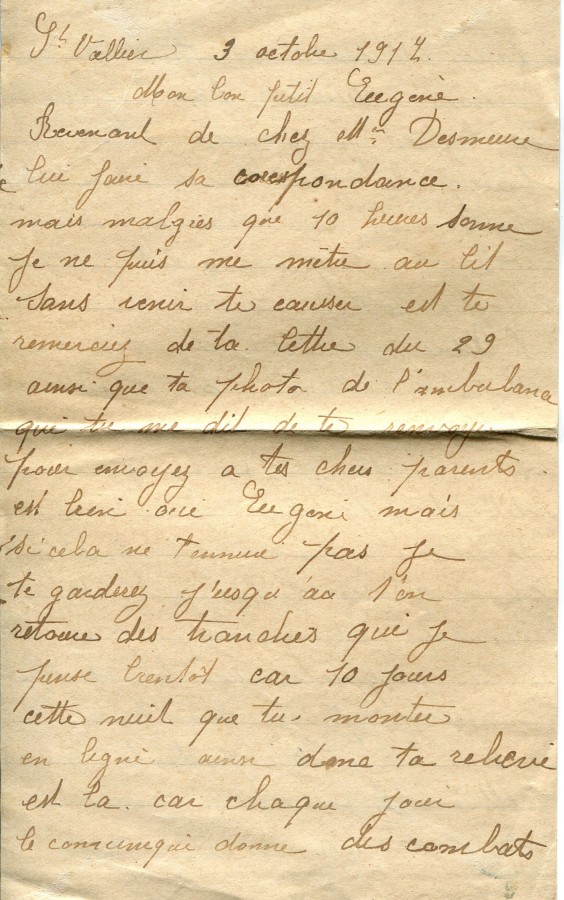 435 - 3 Octobre 1917 - Lettre d'Hortense Faurite à son fiancé Eugène Felenc - Page 1.jpg