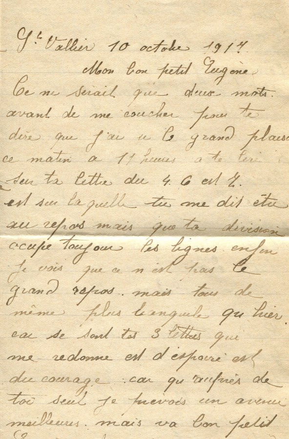 444 - 10 Octobre 1917 - Lettre d'Hortense Faurite à son fiancé Eugène Felenc - Page 1.jpg