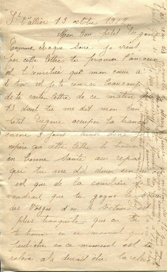 452 - 19 Octobre 1917 - Lettre d'Hortense Faurite adressée à son fiancé Eugène Felenc - Page 1.jpg