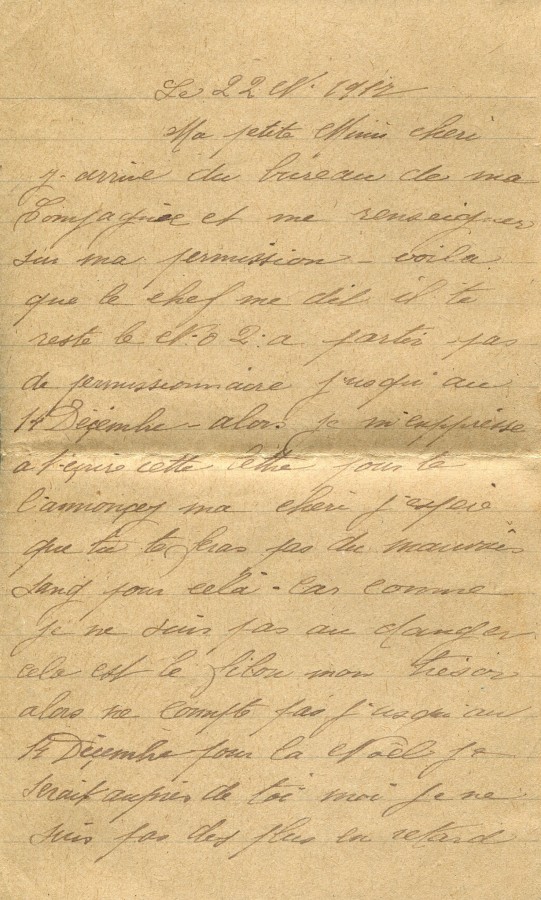 460 - 22 Octobre 1917 - Lettre d'Eugène Felenc adressée à sa fiancée Hortense Faurite - Page 1.jpg