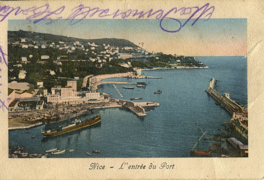 Carte postale Nice L'entrÃ©e du port d'EugÃ¨ne Felenc Ã  sa fiancÃ©e pas de date (recto).jpg