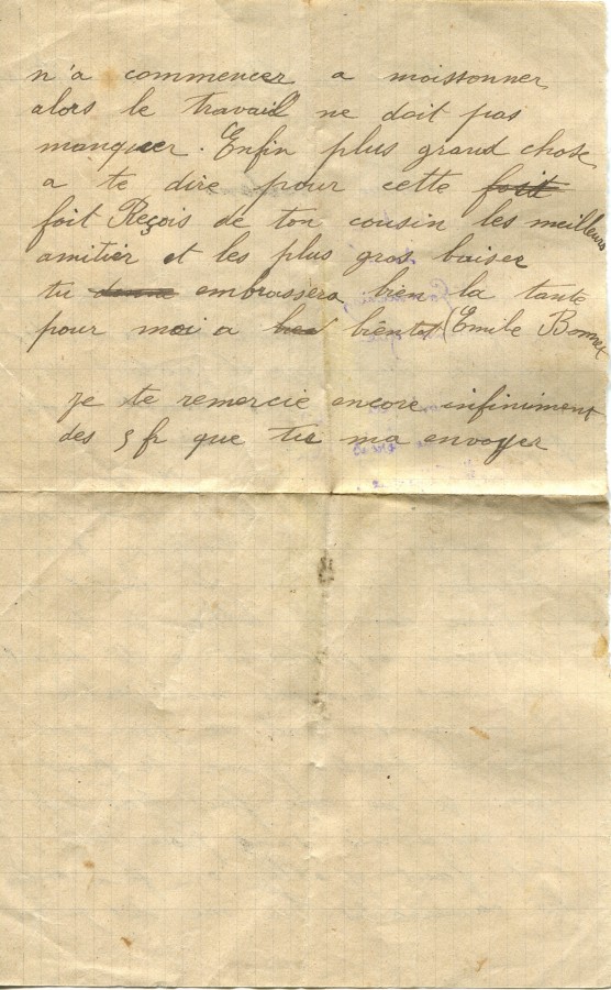 8 - Lettre d'Emile Bonnet un ami adressée à Hortense Faurite datée du 10 juillet 1915 - Page 2.jpg