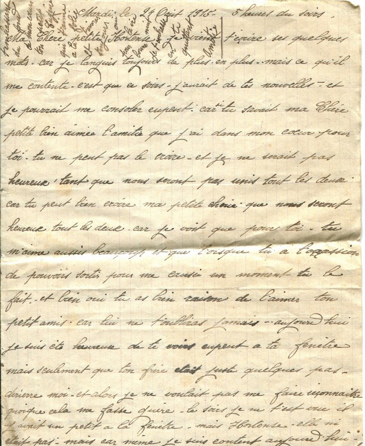 15 - Lettre d'Eugène Felenc à sa fiancée Hortense Faurite datée du 24 août 1915 - Page 1.jpg