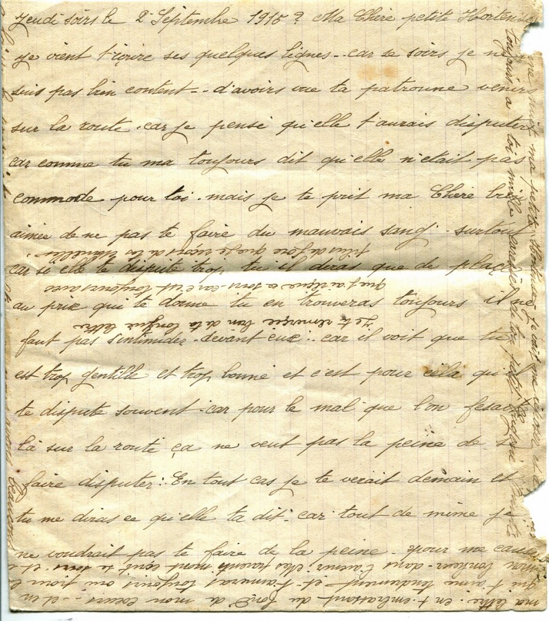 45 - Lettre d'Eugène Felenc adressée à sa fiancée Hortense Faurite datée du 2 septembre 1915- Page 1.jpg