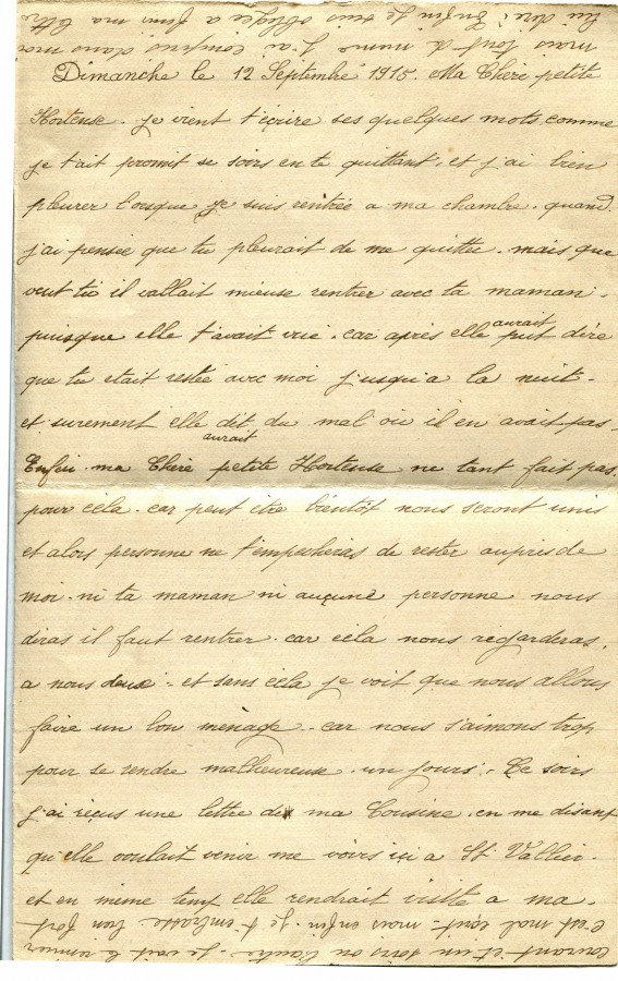 51 - Lettre d'Eugène Felenc adressée à sa fiancée Hortense Faurite datée du 12 septembre 1915- Page 1.jpg