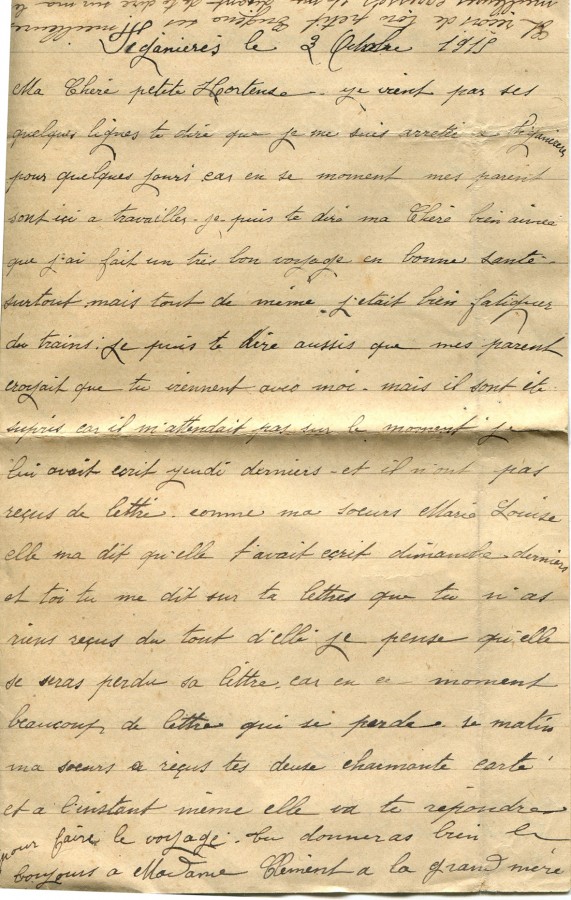 59 - Lettre d'Eugène Faurite adressée à sa fiancée Hortense Faurite datée du 3 octobre 1915 - Page 1.jpg