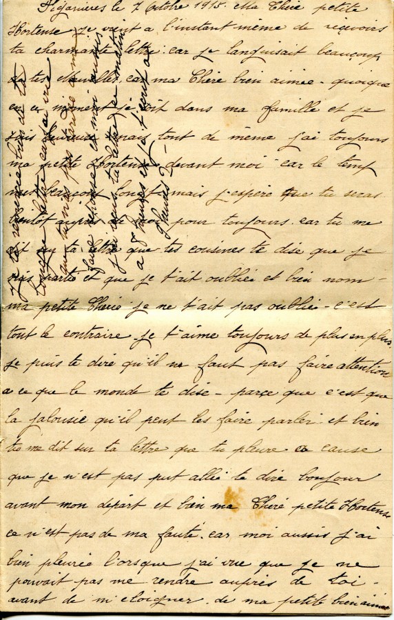 61 - Lettre d'Eugène Faurite adressée à sa fiancée Hortense Faurite datée du 7 octobre 1915 - Page 1.jpg