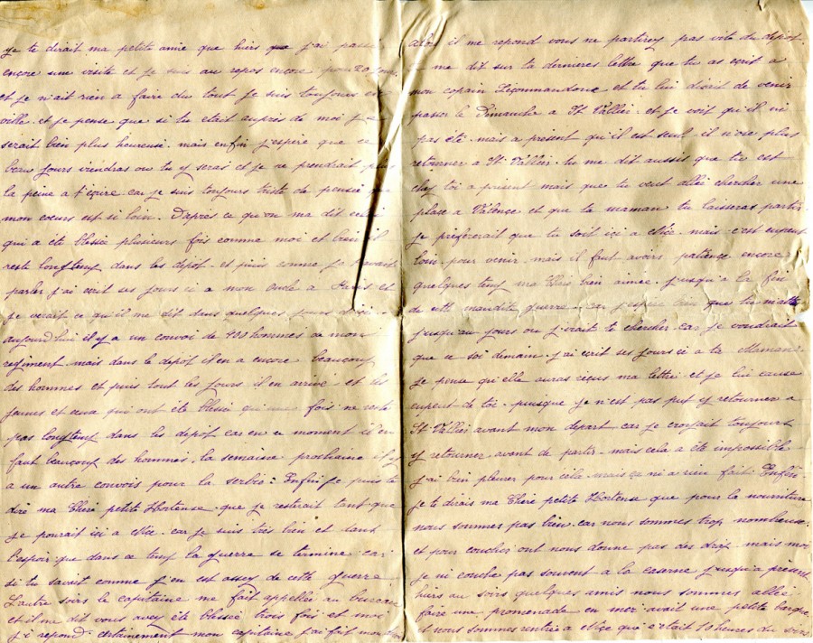 70 - Lettre d'Eugène Felenc adressée à a fiancée Hortense Faurite datée du 14 octobre 1915 - Page s2 & 3.jpg
