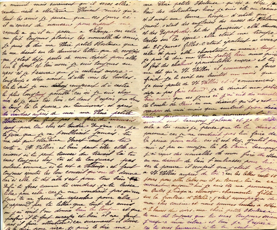 73 - Lettre d'Eugène Felenc adressée à a fiancée Hortense Faurite datée du 19 octobre 1915 - Page d2 & 3.jpg