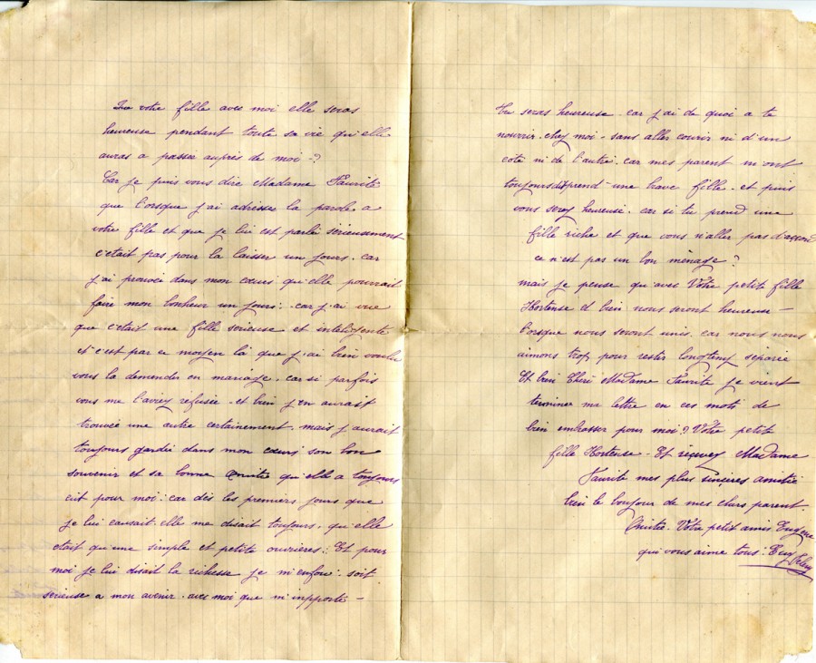 78 - Lettre d'Eugène Felenc adressée à a fiancée Hortense Faurite datée du 24 octobre 1915- Pages 2 & 3.jpg