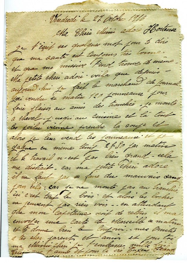 79 - Recto enveloppe d'Eugène Felenc adressée à Hortense Faurite datée du 27 octobre 1915.jpg