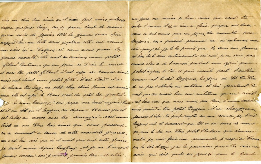 91 - Lettre d'Eugène Felenc adressée à sa fiancée Hortense Faurite datée du 18 novembre 1915 - Pages 2 & 3.jpg