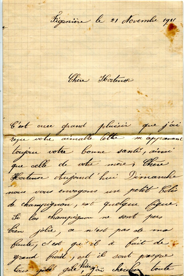 93 - Lettre de Marie-Louise Felenc adressée à Hortense Faurite datée du 21 novembre 1915 - Page 1.jpg