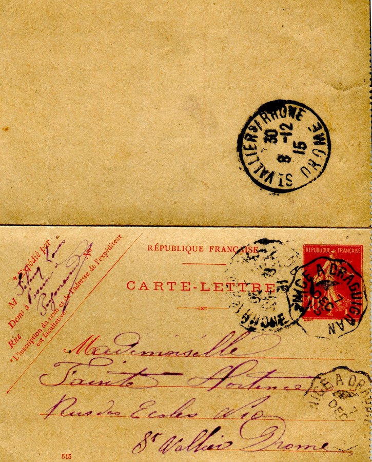 99 - Recto Carte-Lettre de Louis Felenc adressée à Hortense Faurite datée du 7 Décembre 1915 (date tampon).jpg