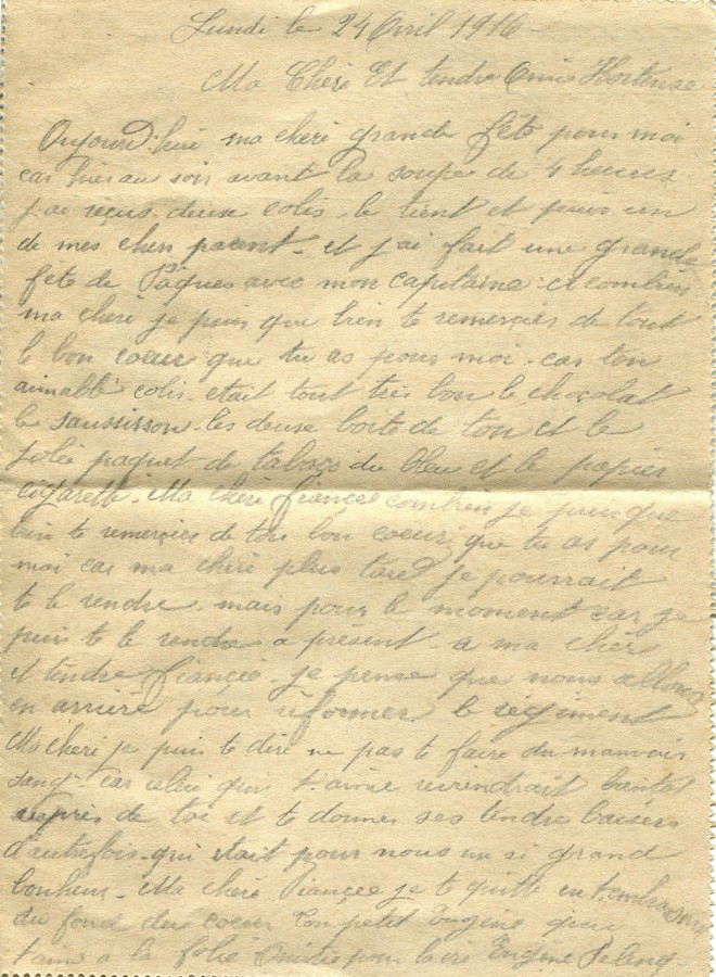 98 - Verso d'une Carte-Lettre d'Eugène Felenc adressée à sa fiancée Hortense Faurite datée du 24 avril 1916.jpg