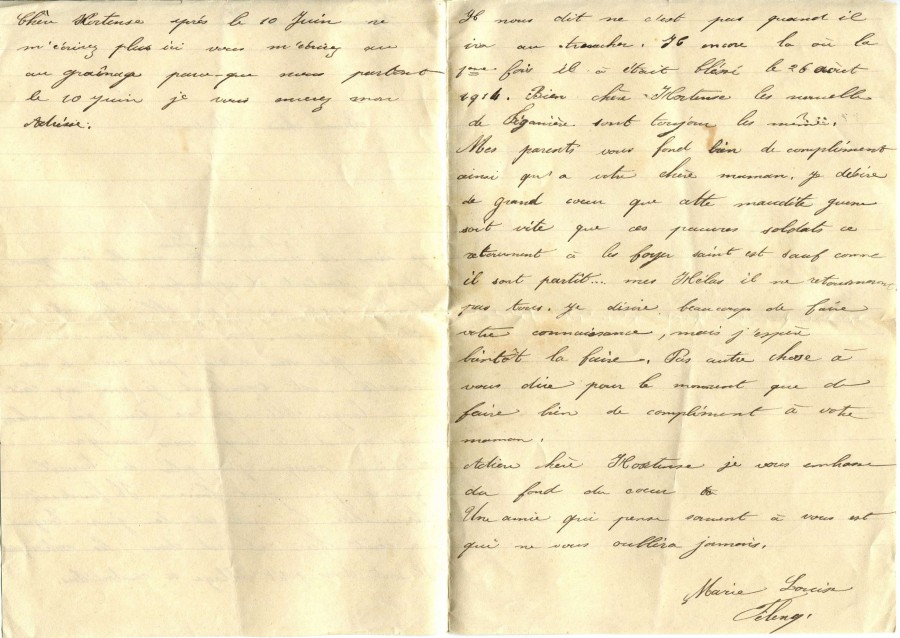 161 - Lettre de Marie-Louise Felenc adressée à Hortense Faurite datée du 30 ami 1916 - Pages 2 & 3.jpg